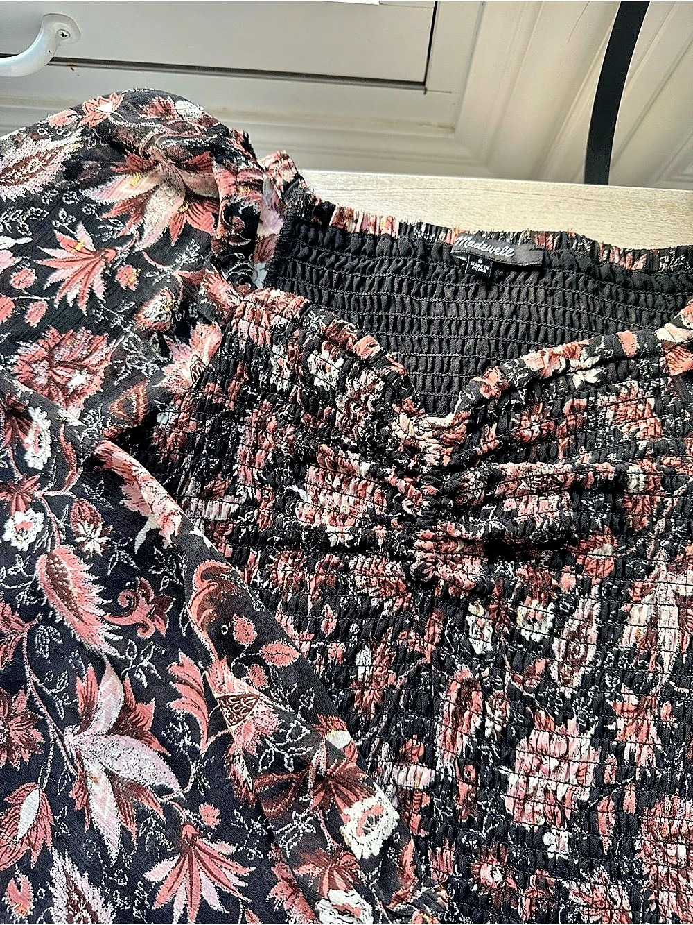 Madewell Floral Smocked Long Sleeve Blouse Size Small - Picture 6 of 11
